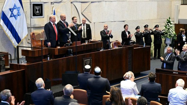 Trump heralds ‘golden age of the Middle East’ in address to Israeli Knesset hours after hostages come home