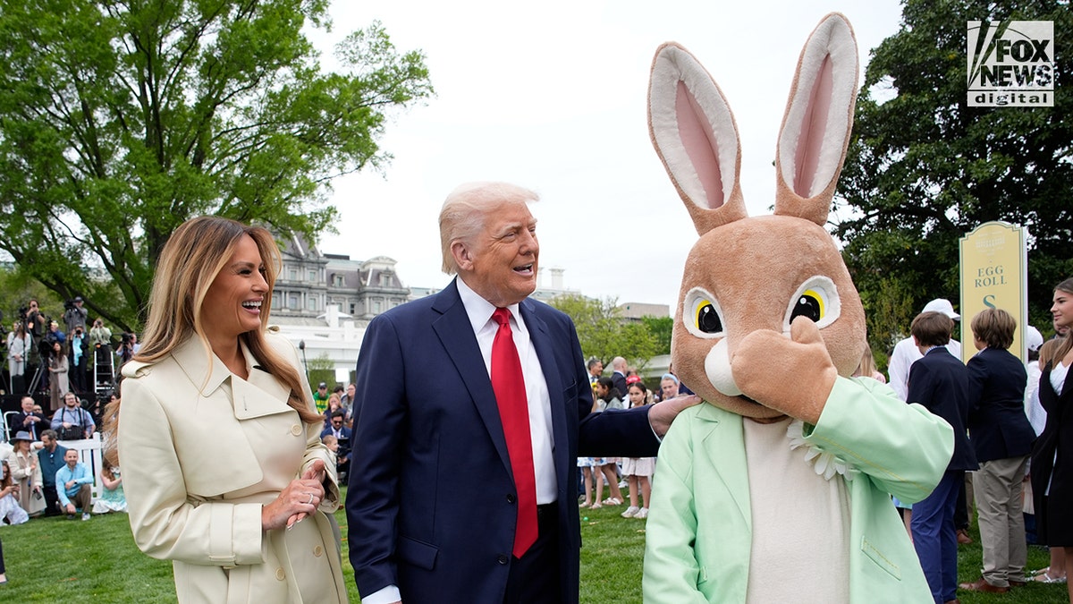 First Lady Melania Trump and President Donald Trump host the White House Easter egg roll event for children